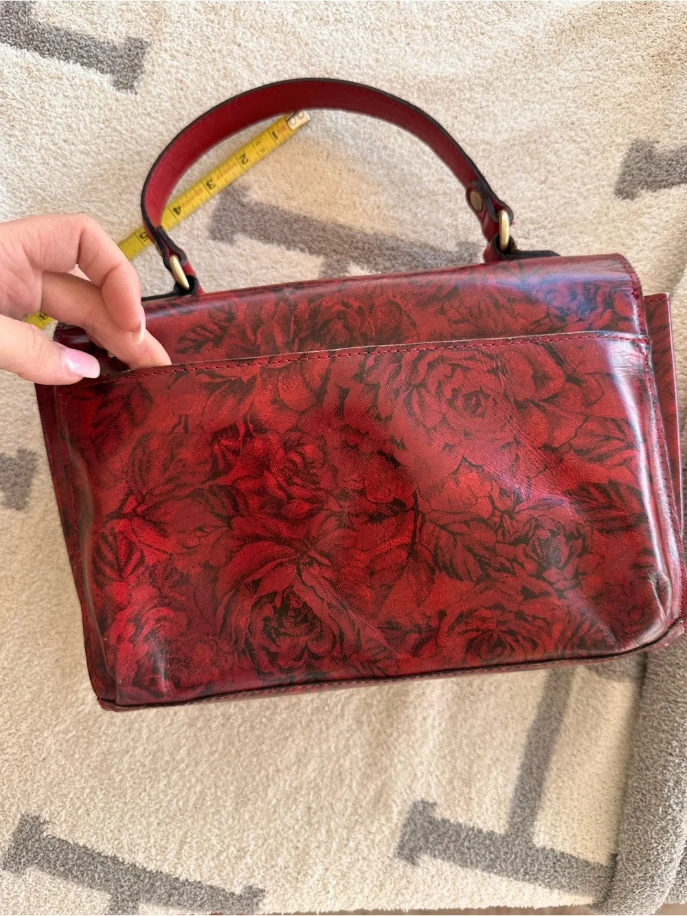 Red Floral Leather Top-Handle Bag Patricia Nash rose bag 🌹
